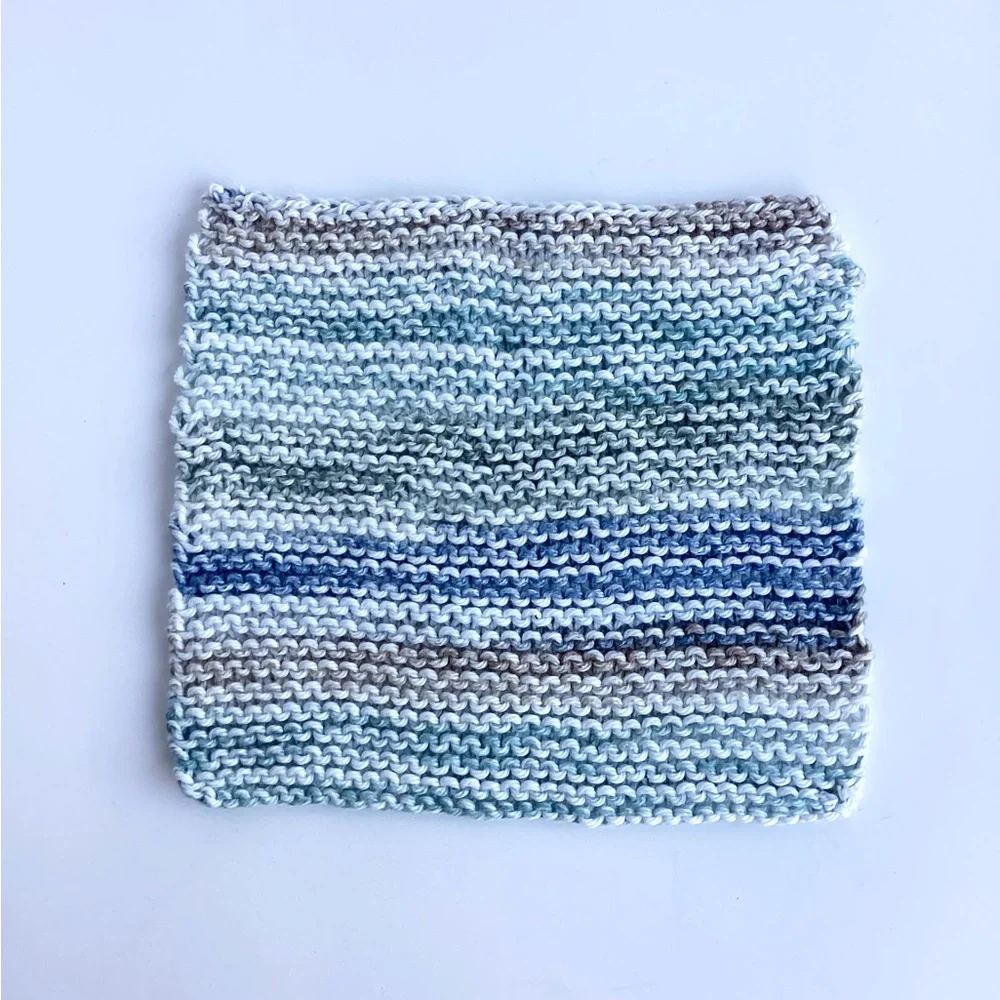 Baby Bib Set Washcloth Hand Crafted Green Cotton Knit Floral
